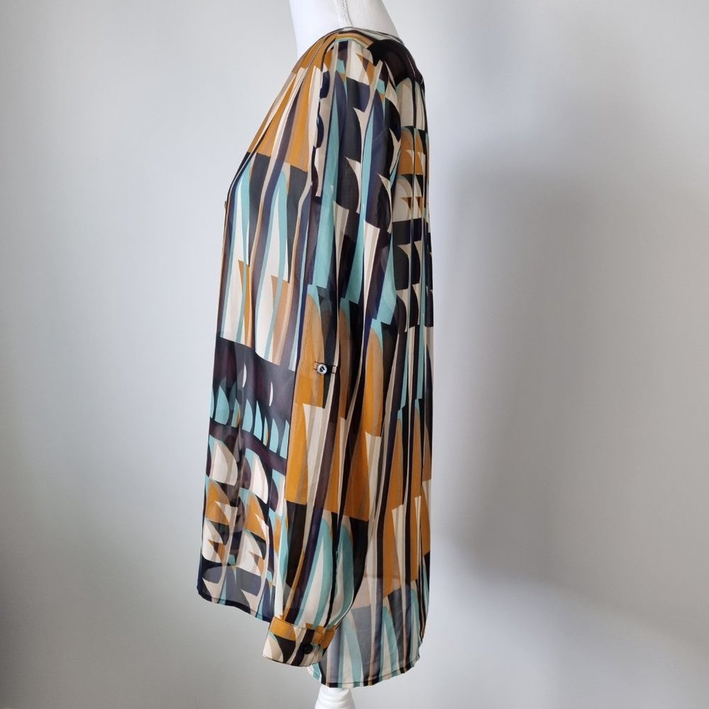 Esprit Abstract Geometric Print Blouse Size M - Picture 3 of 11